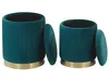 Two teal velvet storage ottomans with gold bases and lids are shown against a white background. Náhled obrázku produktu