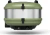 A green and silver portable pizza oven on a white background. Produktbild-Vorschau