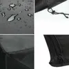 Collage of close-up shots showing details of a black waterproof garden bench cover. Produktbild-Vorschau
