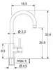 A technical drawing of a faucet with dimensions indicated. Produktbild-Vorschau