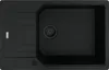 A top-down view of a black kitchen sink with a drainboard. Podgląd zdjęcia produktu
