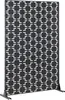 A black metal privacy screen with a geometric pattern, standing on a white background. Náhľad obrázku produktu