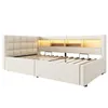 Polsterbett mit LED-Streifen, Lattenrost, Regal, Produktbild-Vorschau 11