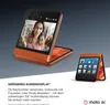 A promotional image of a foldable smartphone, showing it open and closed, with text highlighting its features. Produktbild-Vorschau