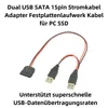 D59 USB Stecker zu USB SATA 15pin Stromkabel Adapter Produktbild-Vorschau 2