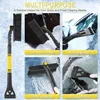 Collage of images showing a multi-purpose car snow and ice removal tool in use. Voir les images du produit