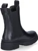 A black leather Chelsea boot is shown from the side and back against a white background. Produktbild-Vorschau