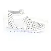 A white women's bootie with a perforated design. Produktbild-Vorschau