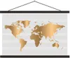 MuchoWow® Textilposter Weltkarte - Gold - Muster - Kinder - Produktbild-Vorschau 1