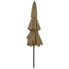 vidaXL Parasol z aluminiowym słupkiem 3-warstwowy Taupe 3 m Podgląd zdjęcia produktu 3