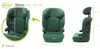A collage of images showing a green car seat from different angles, with dimensions and weight indicated. Podgląd zdjęcia produktu