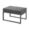 A studio shot of a gray outdoor ottoman with a metal frame. Produktbild-Vorschau