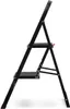 A black, two-step folding stepladder shown from the side against a white background. Podgląd zdjęcia produktu