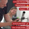 A man is using a drill to install a handrail, with a woman in the background. Produktbild-Vorschau