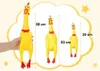 A hand is holding a large squeaky chicken toy, with two smaller squeaky chicken toys next to it, and measurements indicated. Náhľad obrázku produktu