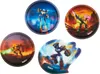 Four round and one irregularly shaped plates with images of robots in action. Produktbild-Vorschau