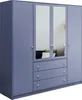 A purple wardrobe with mirrored doors and gold handles. Produktbild-Vorschau
