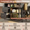 A kitchen island cart with various storage compartments and items displayed inside. Podgląd zdjęcia produktu