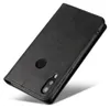 A black leather flip case for a smartphone is shown against a white background. Produktbild-Vorschau