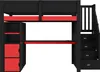 A loft bed with a desk and storage, shown from the front. Produktbild-Vorschau