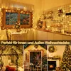 Collage of images showing Christmas lights used for indoor and outdoor decoration, including on a Christmas tree, around a window, and in a garden setting. Produktbild-Vorschau