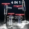 A collage of a portable car vacuum cleaner with different attachments, demonstrating its 4-in-1 functionality. Produktbild-Vorschau