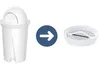 A water filter cartridge and a filter disc are shown next to each other with an arrow indicating a transition. Anteprima dell’immagine prodotto