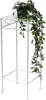 A white metal plant stand with a potted plant on top. Anteprima dell’immagine prodotto