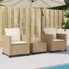 The Living Store 3-tlg. Bistro-Set mit Kissen Beige Poly Produktbild-Vorschau 3