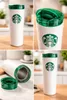 Starbucks Snow Tumbler bílý zelený s víčkem izolovaný 476 Náhled obrázku produktu 1