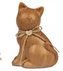 Dekofigur Katze HOLZOPTIK sitzend H. 15cm braun Steingut Produktbild-Vorschau 1
