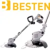 A product shot of a BESTEN Akku-Trimmer, Rasentrimmer, Elektro-Freischneider Gras-Freischneider + Faden, 2x Akku, with the brand logo at the top. Náhľad obrázku produktu