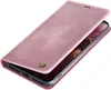 A pink leather flip case for a smartphone is shown with the cover partially open. Produktbild-Vorschau