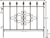 A diagram of a metal garden fence with dimensions indicated. Náhľad obrázku produktu
