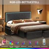 Doppelbett 160x200 cm, LED-Kopfteil, Polsterbett mit 4 Produktbild-Vorschau 7