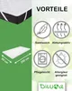A marketing image showing a mattress topper and its features. Produktbild-Vorschau