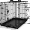 A black metal dog crate with its front door open, shown on a white background. Náhľad obrázku produktu