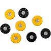 A collection of shuffleboard pucks arranged on a white background. Voir les images du produit