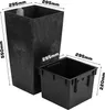 A black planter and its insert are shown with dimensions labeled. Produktbild-Vorschau