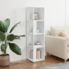 A white corner shelf unit is placed next to a sofa in a living room. Náhled obrázku produktu