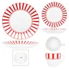 18szt serwis kawowy Split czerwone paski porcelana 6 os. Podgląd zdjęcia produktu 8