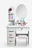 Coiffeuse avec miroir rond et tabouret pour la chambre Voir les images du produit 1