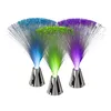 Three fiber optic lamps with silver bases, each emitting a different color light. Náhľad obrázku produktu