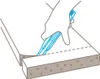 A hand is using a utility knife to cut a piece of material along a dashed line. Voir les images du produit