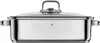 A stainless steel pot with a glass lid and handles, shown from the front on a white background. Náhľad obrázku produktu