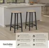 Two bar stools are shown in a kitchen setting, with descriptive text boxes below. Náhled obrázku produktu