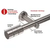Diagram showing measurements and specifications of a curtain rod. Produktbild-Vorschau