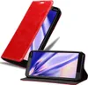 A red flip case for a Nokia phone is shown, with the phone inside and its screen displaying a colorful abstract image. Podgląd zdjęcia produktu