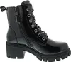 A single black patent leather boot is shown against a white background. Produktbild-Vorschau