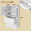 A diagram showing the dimensions of a white cabinet. Podgląd zdjęcia produktu